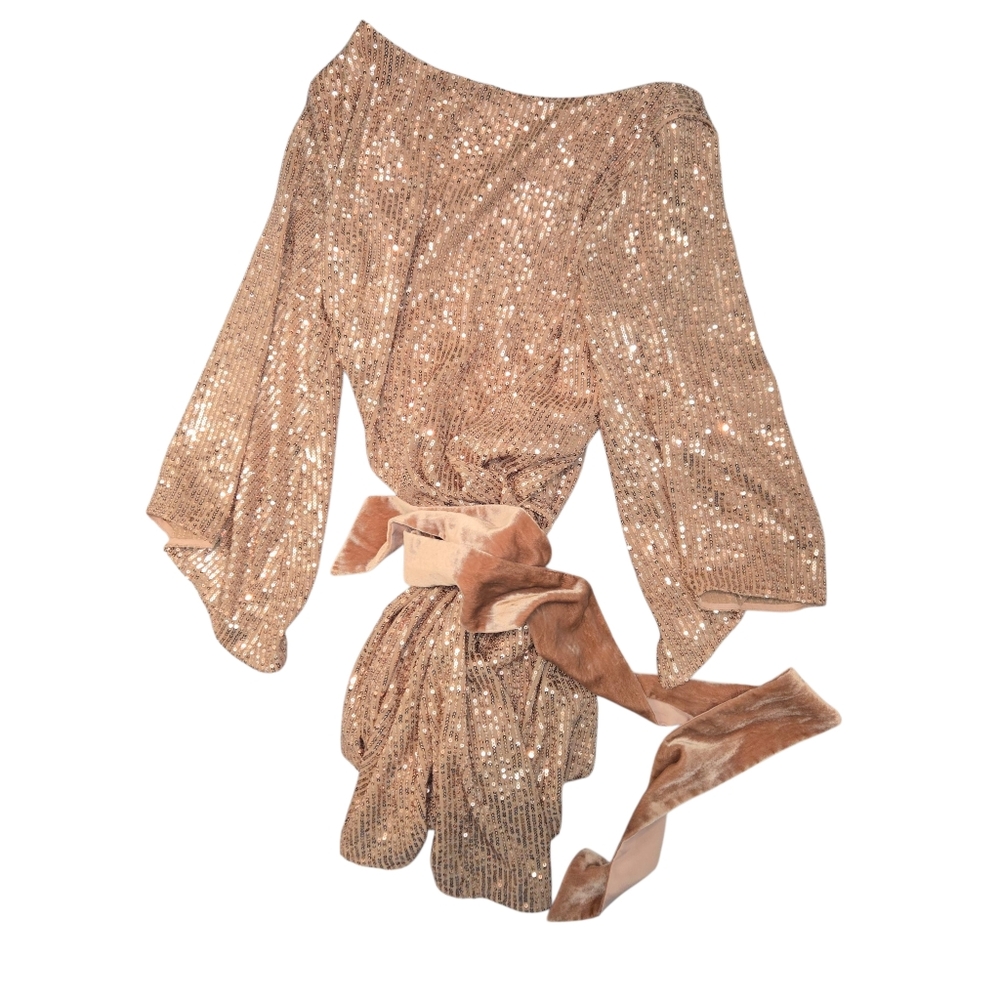 Anthropologie Starling Sequin Tunic Dress Rose Gold XS MSRP $170 - Picture 12 of 16